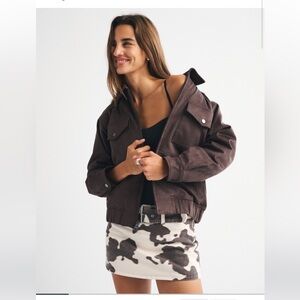 Abercrombie Vegan Suede Bomber Jacket, Brown, Small